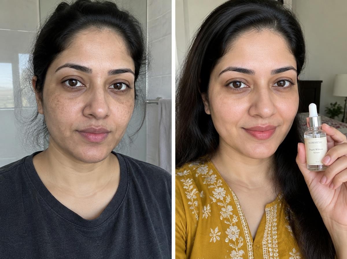 Illustrative before and after skin appearance example