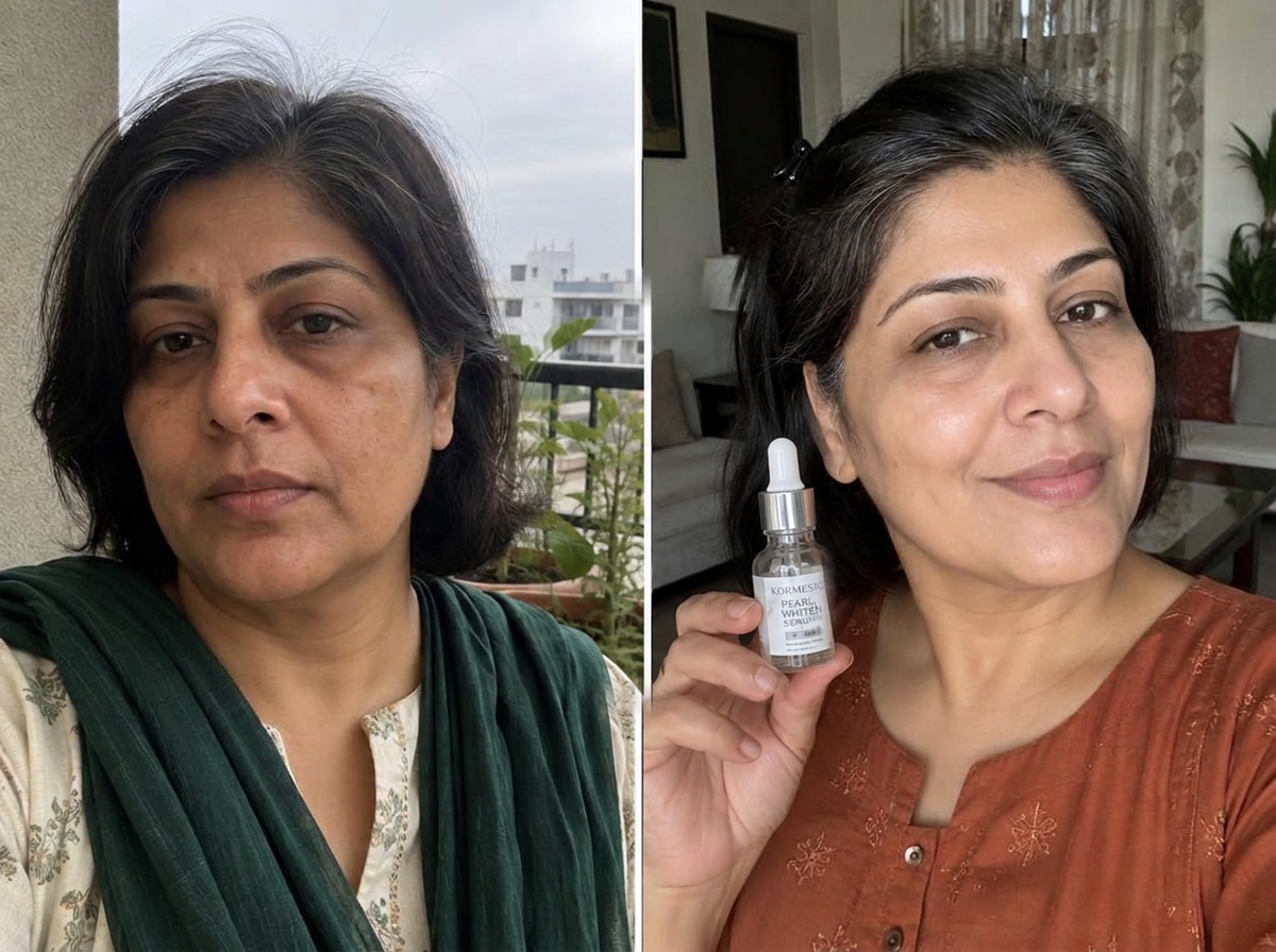 Illustrative before and after skin appearance example
