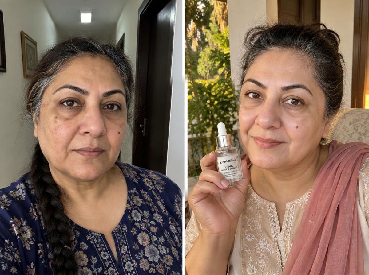 Illustrative before and after skin appearance example